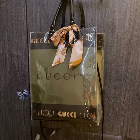 Gucci Black Transparent Tote Shopping Bag - Picture 1 of 8